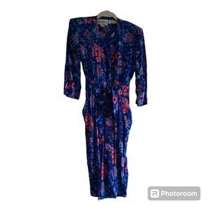 Vintage Karen Stevens Floral Button Front Dress NOS